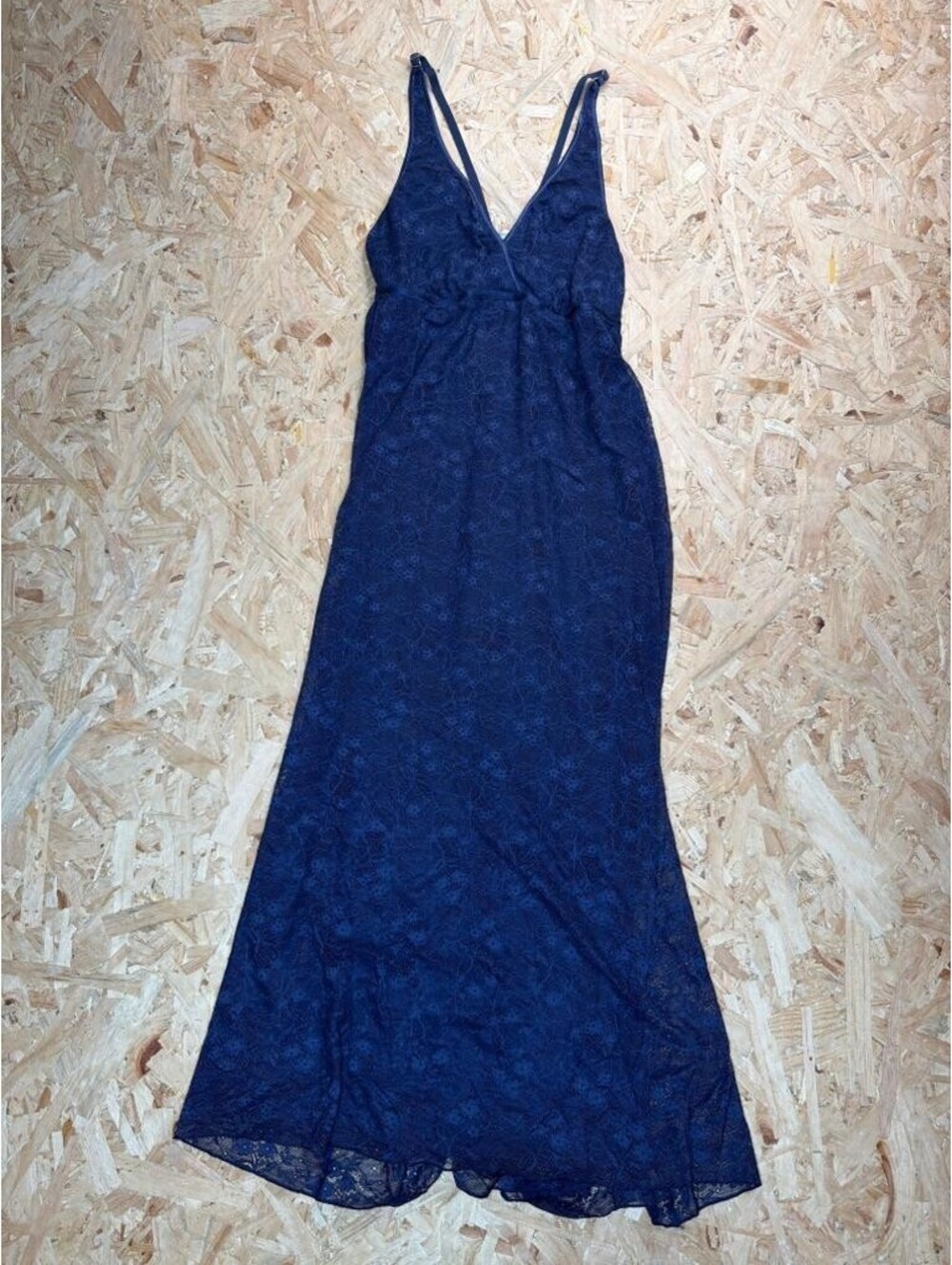 Soma Intimates Maxi Dress Womens Medium Navy Blue Floral Lace Chemise Nightgown